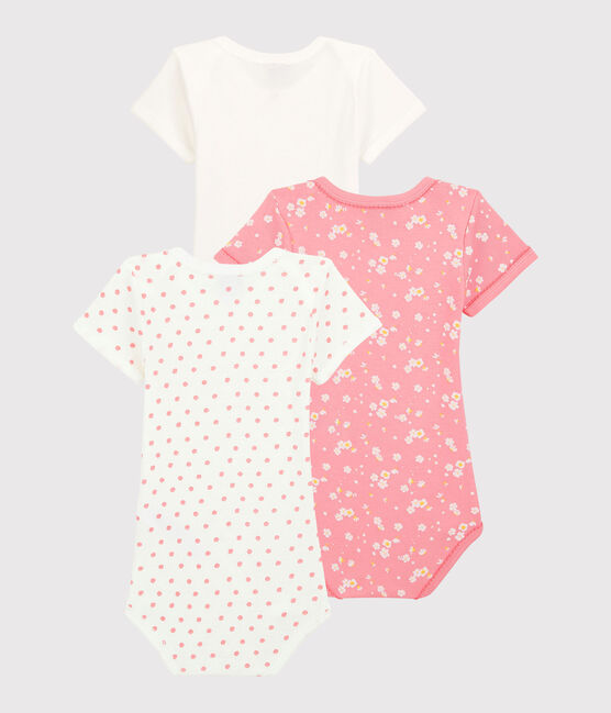 3er-Set kurzärmeliger Baby-Bodys mit frühlingshaftem Print für Mädchen variante 1