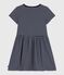 Kurzärmeliges Kinder-Kleid aus Baumwolle mit Streifen blau SMOKING/weiss MARSHMALLOW