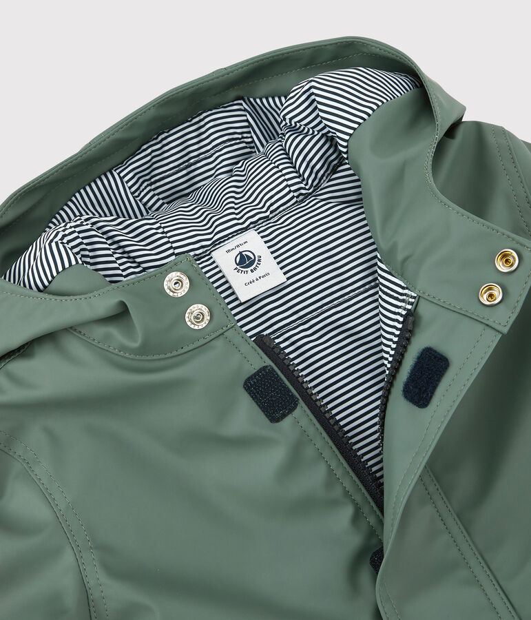 Warme Baby-Regenjacke mit Fleecefutter gr&uuml;n