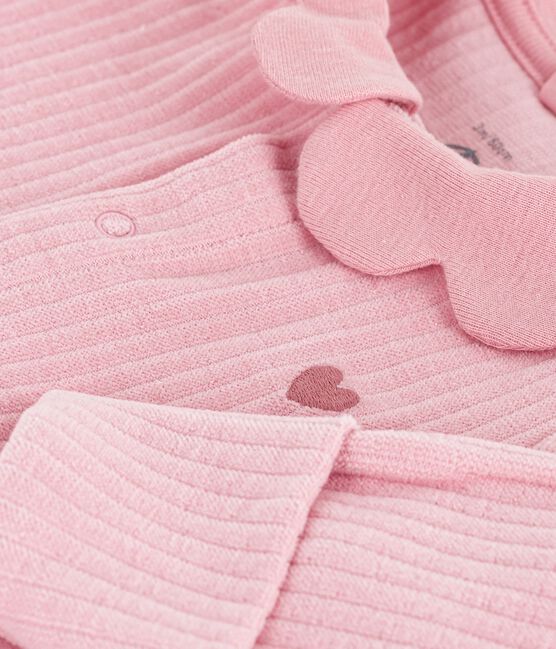 Strampler mit Kragen aus einfarbigem Nicki rosa CHARME