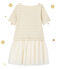 Mädchen-Kleid im Materialmix mit Glitzerstreifen beige COQUILLE/gelb LUREX DORE
