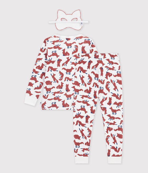 Kinder-Pyjama zum Verkleiden mit Fuchsmotiv aus Baumwolle weiss/vielfarbig