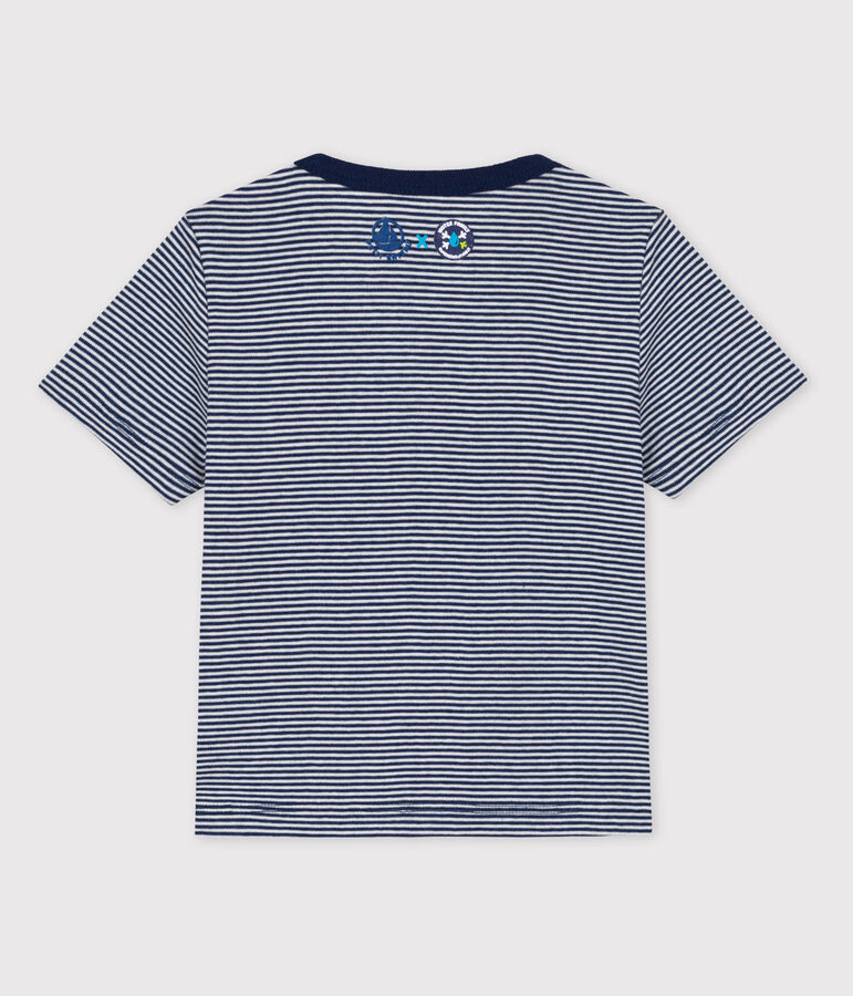 Baby-T-Shirt Petit Bateau &times; Water Family blau/weiss