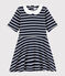 Kurzärmeliges Kinder-Kleid aus Baumwolle für Mädchen blau SMOKING/weiss MARSHMALLOW