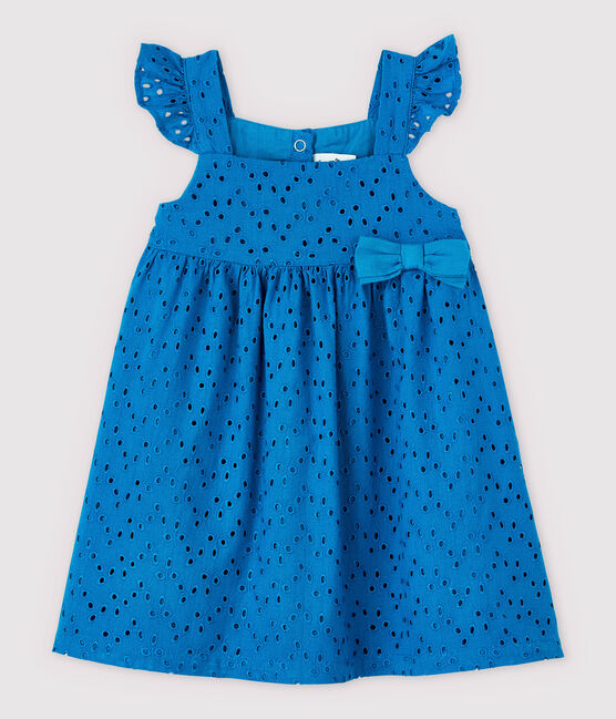 Baby-Trägerkleid mit englischer Stickerei für Mädchen blau MYKONOS