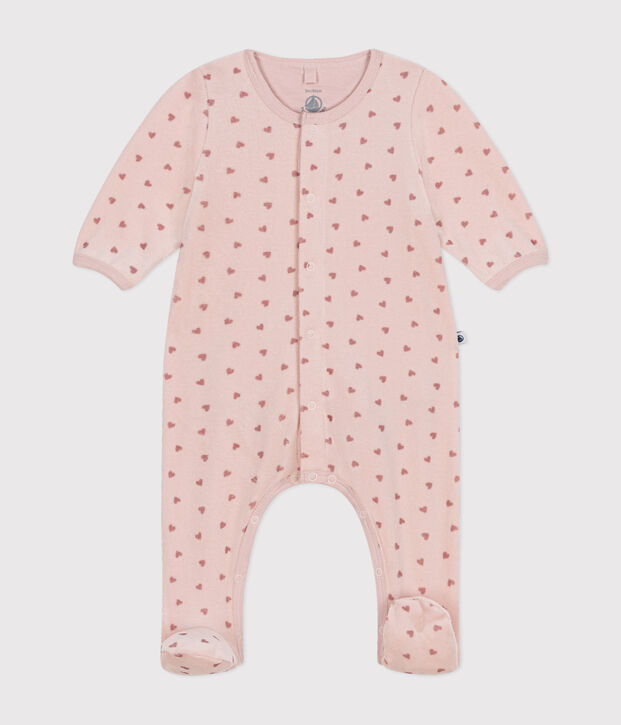 Bodyjama aus Nicki mit kleinen Herzen f&uuml;r Babys rosa/rosa