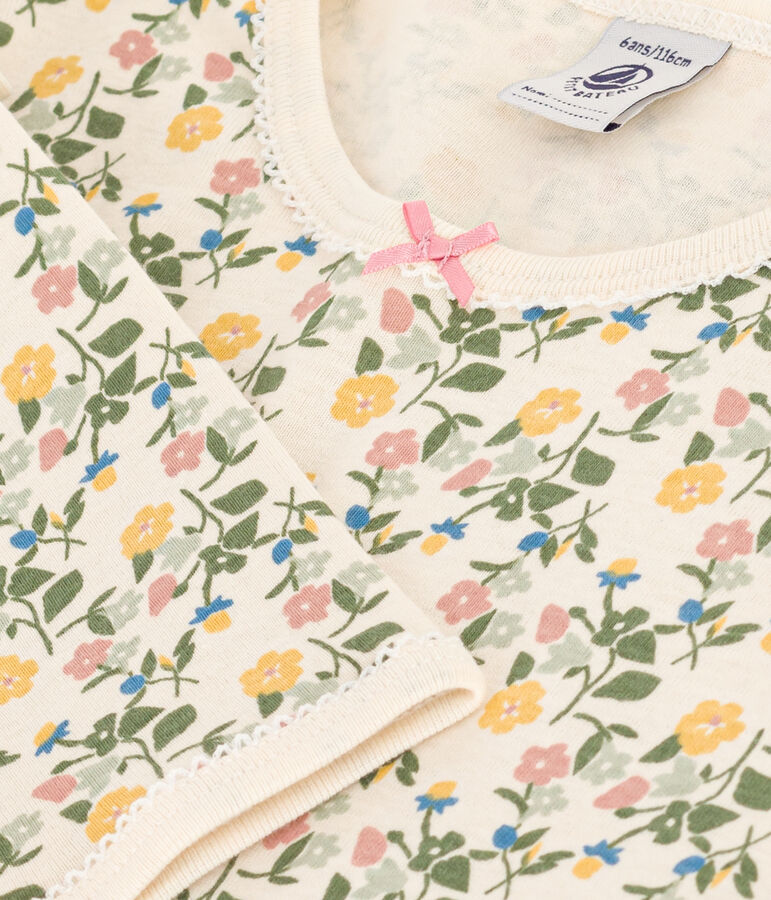 Kinder-Nachthemd aus Baumwolle mit Blumenmuster weiss AVALANCHE/ MULTICO