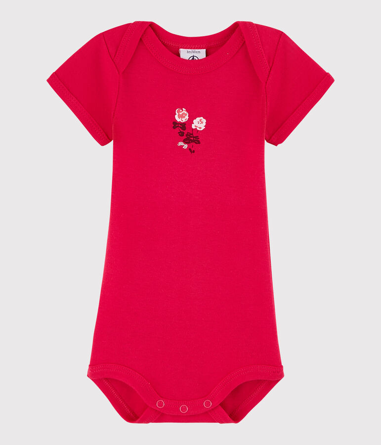 Kurz&auml;rmeliger Baby-Body Jungen rosa FLASHY