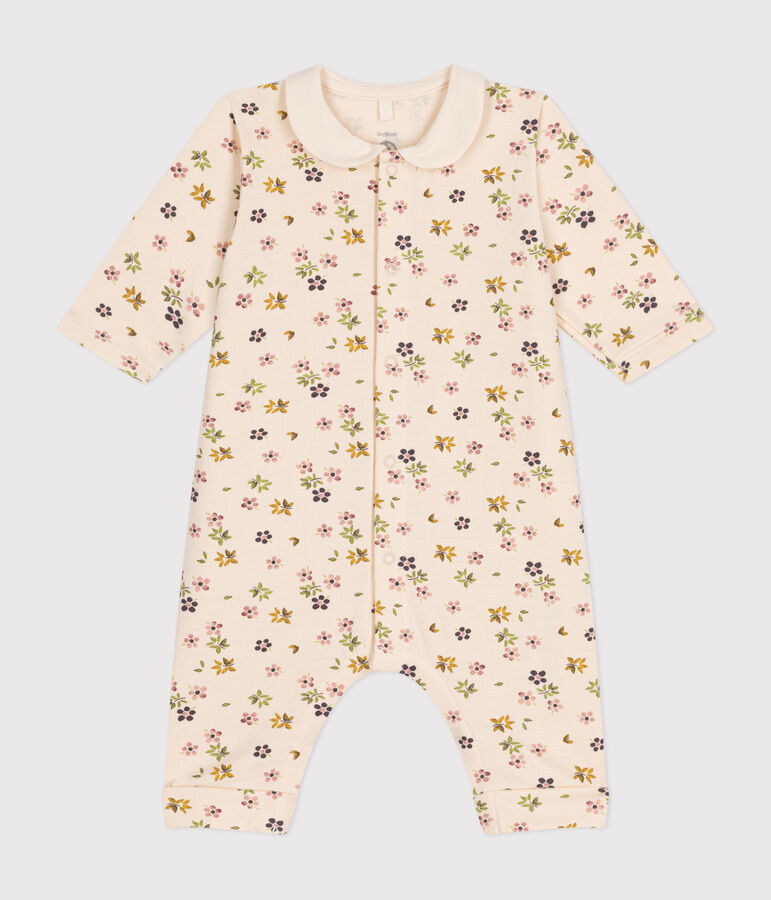 Langer Baby-Overall aus Molton naturfarben/vielfarbig
