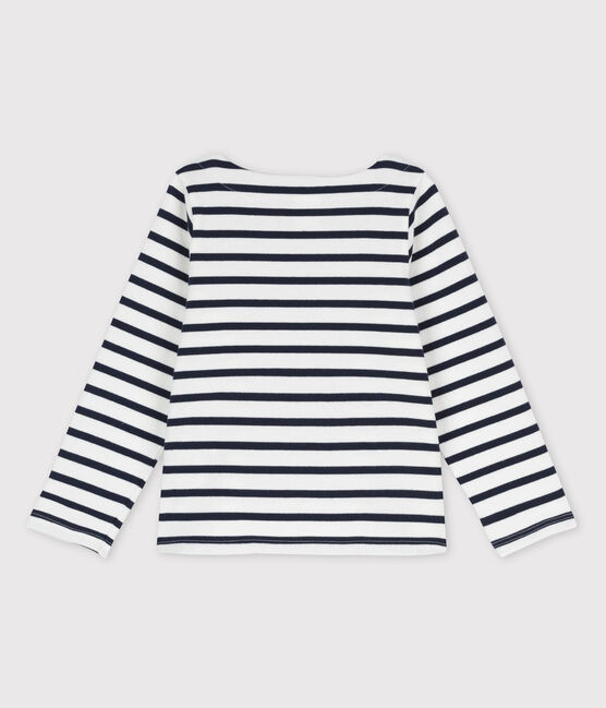 Kinder-Streifenshirt aus Baumwolle für Mädchen weiss MARSHMALLOW/blau SMOKING