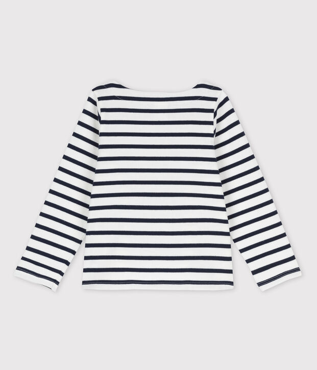 Kinder-Streifenshirt aus Baumwolle f&uuml;r M&auml;dchen weiss/blau