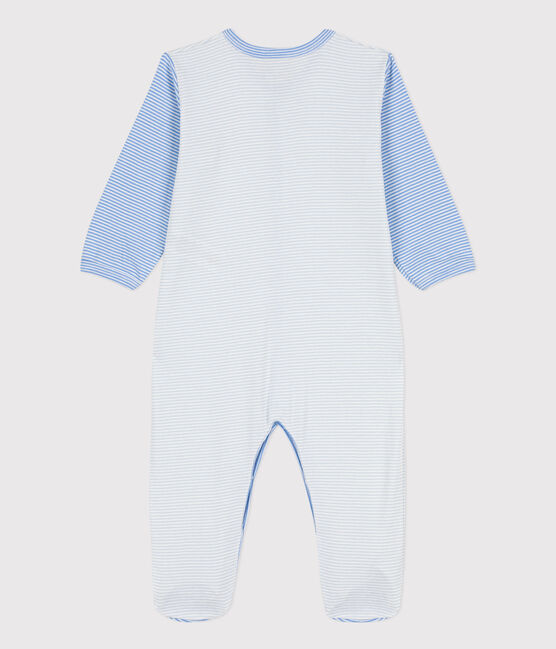 Strampler aus Baumwolle mit Ringelstreifen. blau PERSE/weiss MARSHMALLOW