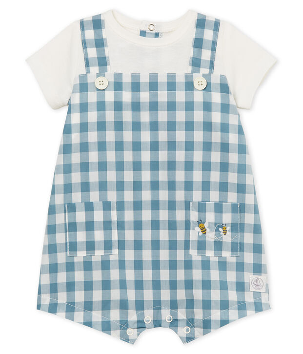 Baby-kurzoverall jungen blau/weiss