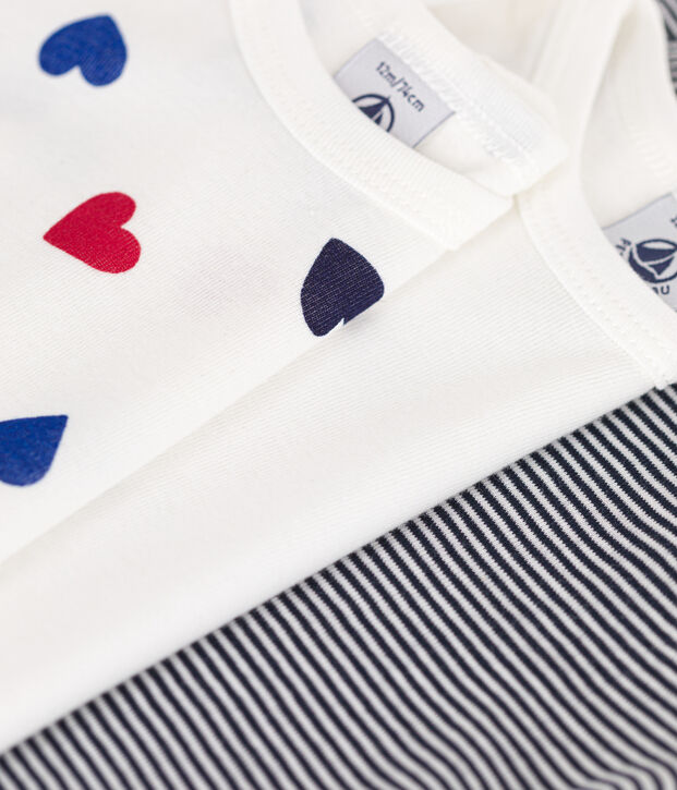 3er-Set lang&auml;rmelige Bodys aus Baumwolle mit drei Herz-Motiv f&uuml;r Babys vielfarbig