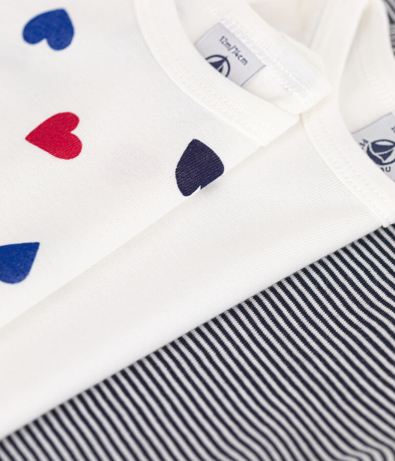 3er-Set lang&auml;rmelige Bodys aus Baumwolle mit drei Herz-Motiv f&uuml;r Babys vielfarbig