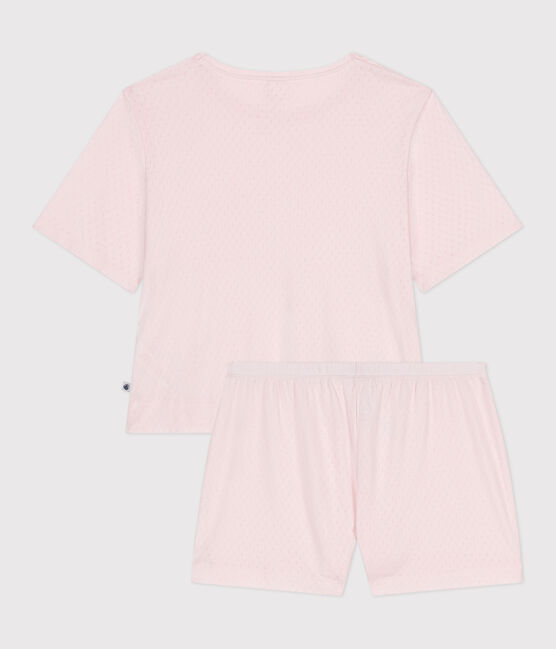 Damen-Kurzpyjama aus Baumwolle rosa FLEUR