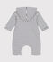 Langer, wattierter Baby-Overall mit Kapuze aus Baumwolle weiss MARSHMALLOW/blau SMOKING