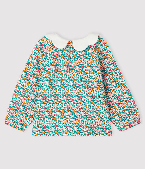 Langärmelige Baby-Bluse für Mädchen weiss MARSHMALLOW/weiss MULTICO