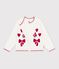 Kinder-Cardigan aus Wolle und Baumwolle mit Muster weiss/rot