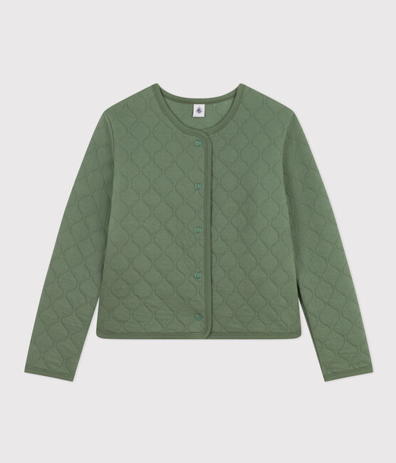 Damen-Cardigan aus gestepptem Doppeljersey grün CROCO