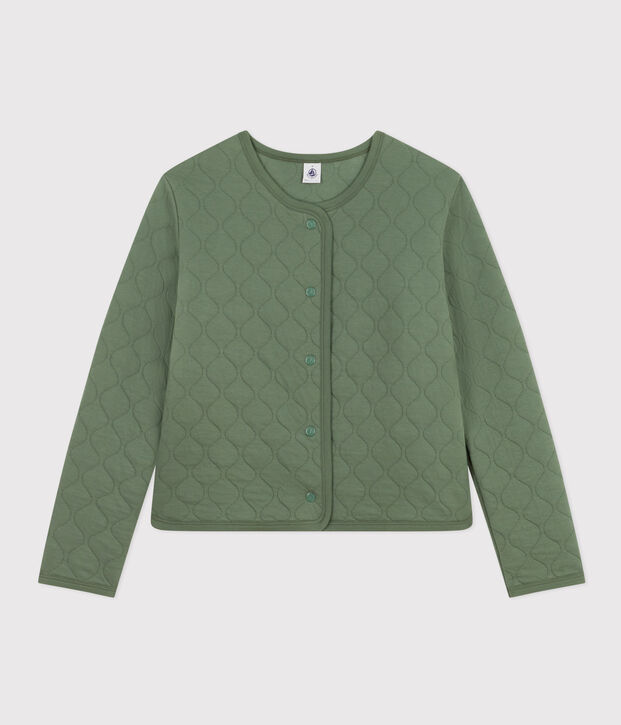 Damen-Cardigan aus gestepptem Doppeljersey gr&uuml;n