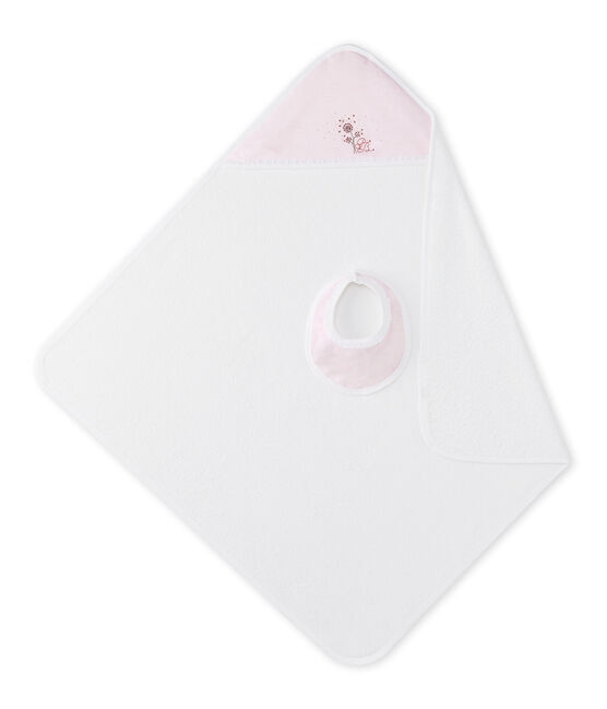 Geschenkkoffer mit Unisex-Baby-Kapuzenbadetuch rosa VIENNE/weiss ECUME