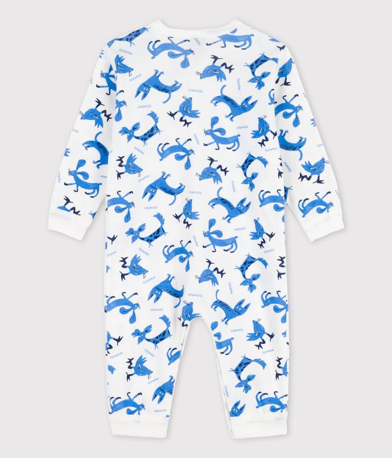 H&uuml;bsch gemusterte Baby-Strampler ohne F&uuml;&szlig;e aus Baumwolle weiss/vielfarbig