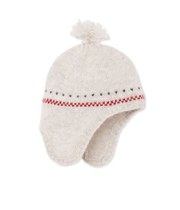 Unisex-Baby-Strickm&uuml;tze im peruanischen Stil aus Wollgemisch beige