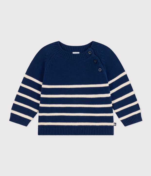 Baby-Pullover aus Baumwolle blau/naturfarben