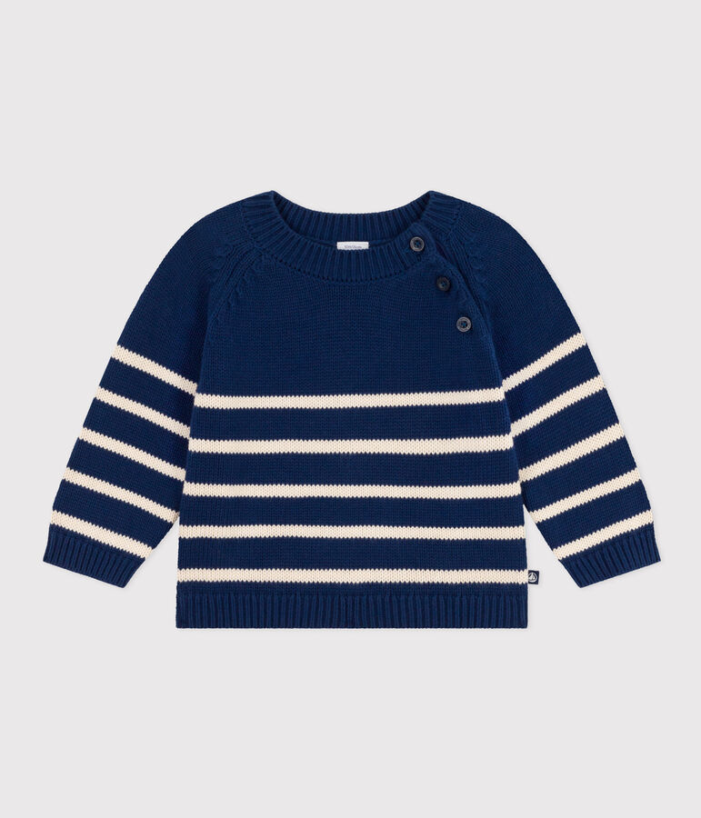 Baby-Pullover aus Baumwolle blau/naturfarben