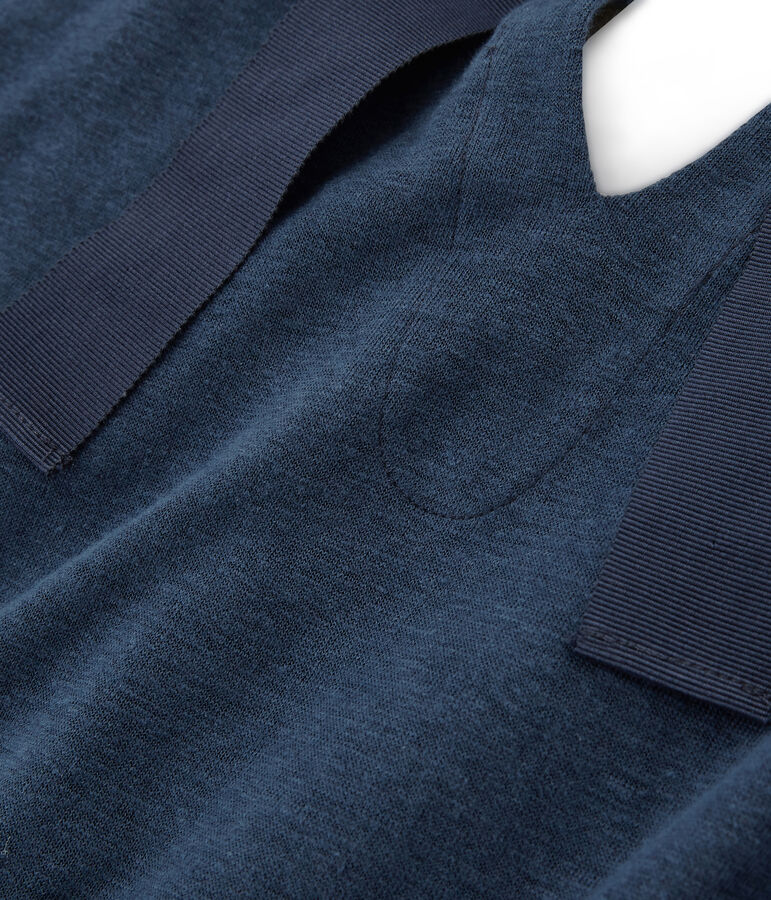 Kurz&auml;rmeliges leinen-t-shirt damen blau