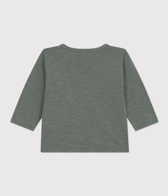 Langärmeliges Baby-T-Shirt aus geflammtem Jersey grün THUYA