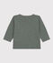 Langärmeliges Baby-T-Shirt aus geflammtem Jersey grün THUYA