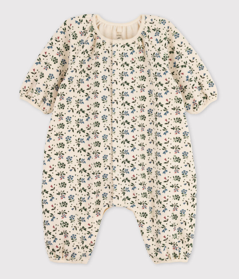 Bedruckter langer Baby-Overall aus Baumwolle naturfarben/vielfarbig
