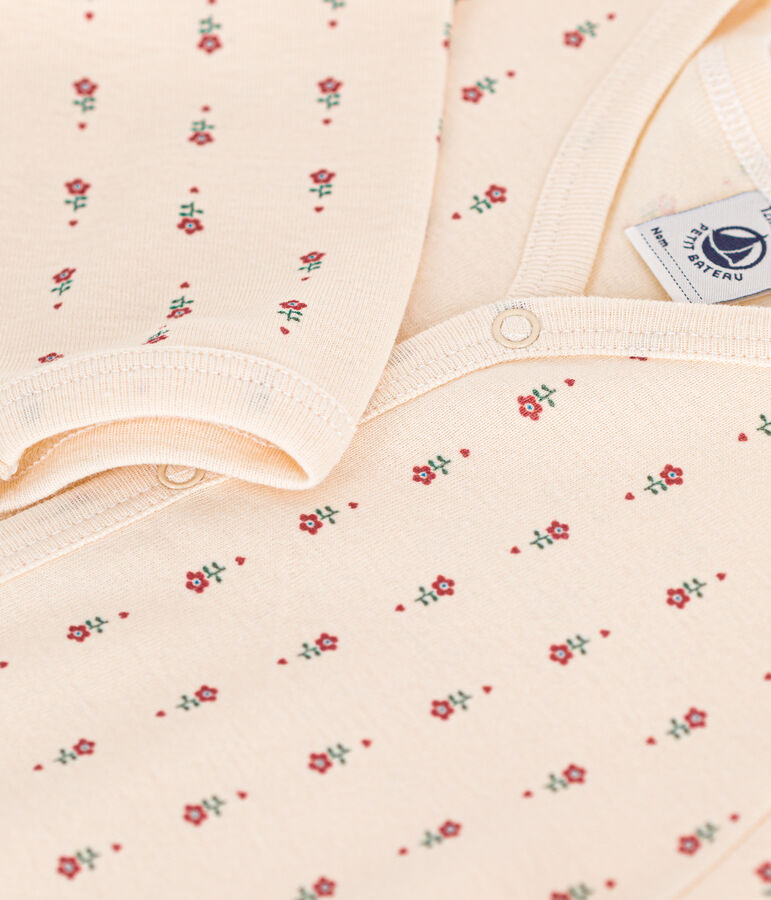 Baby-Pyjama mit Blumenmuster aus Baumwolle naturfarben/vielfarbig