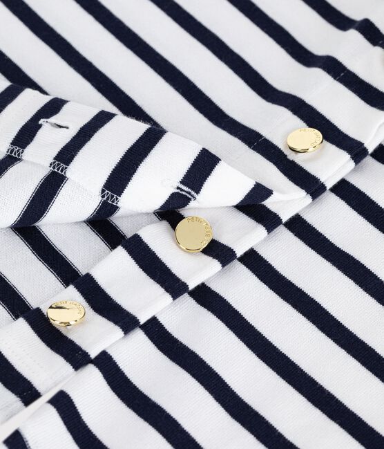 Damen-Streifenshirt Marinière aus Baumwolle weiss MARSHMALLOW/blau SMOKING