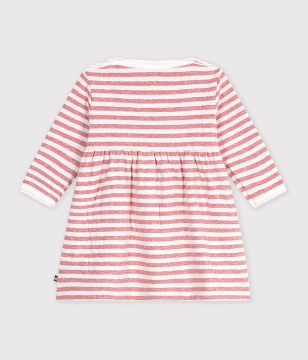 Lang&auml;rmeliges Babykleid aus Baumwolle mit Streifen rosa/naturfarben