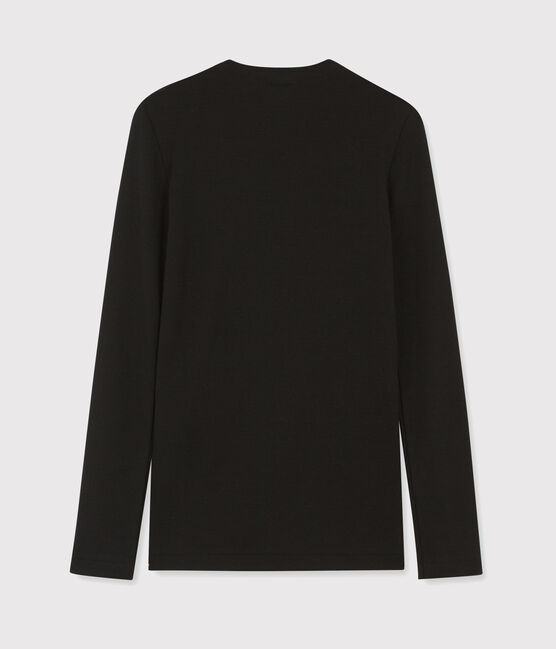 Damen-T-Shirt aus Baumwolle mit Rundhalsausschnitt schwarz NOIR