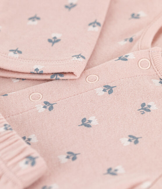 Baby-Set aus bedrucktem Doppeljersey rosa SALINE/weiss MULTICO