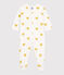 Baby-Strampler aus Bio-Baumwolle mit gelbem Herzmuster weiss MARSHMALLOW/gelb OCRE