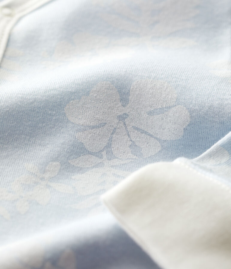 Baby-Strampler aus Baumwolle mit abnehmbaren F&uuml;&szlig;en und Hawaiimuster blau/weiss