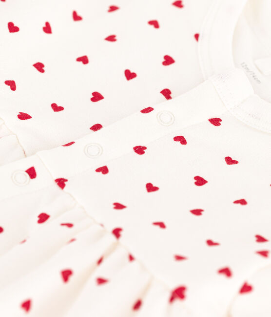 Babykleid aus Molton mit integriertem Body weiss MARSHMALLOW/rot PEPS