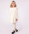 Langärmeliges Kinder-Kleid aus einfarbigem Fein-Cord. naturfarben MILK/ ARGENT