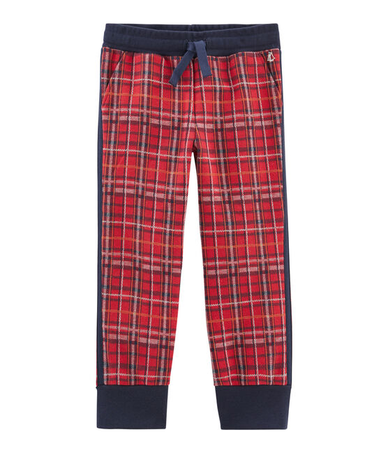 Strickhose mit Tartanmuster für Jungen rot TERKUIT/blau SMOKING/ BELUGA