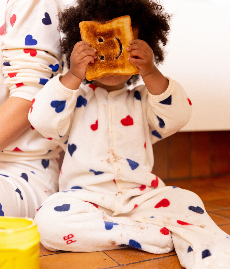 Strampler zum &Uuml;berziehen aus Fleece naturfarben/vielfarbig