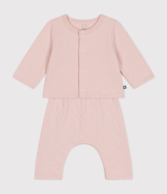 2-teiliges Baby-Set aus gestepptem Doppeljersey rosa SALINE