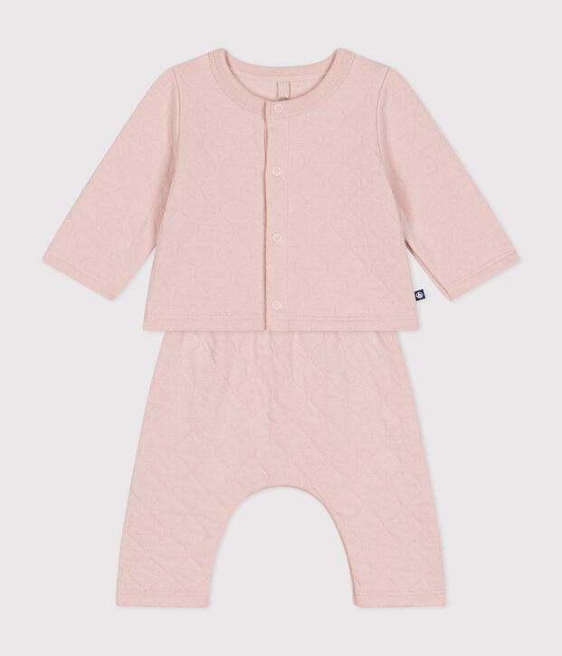 2-teiliges Baby-Set aus gestepptem Doppeljersey rosa
