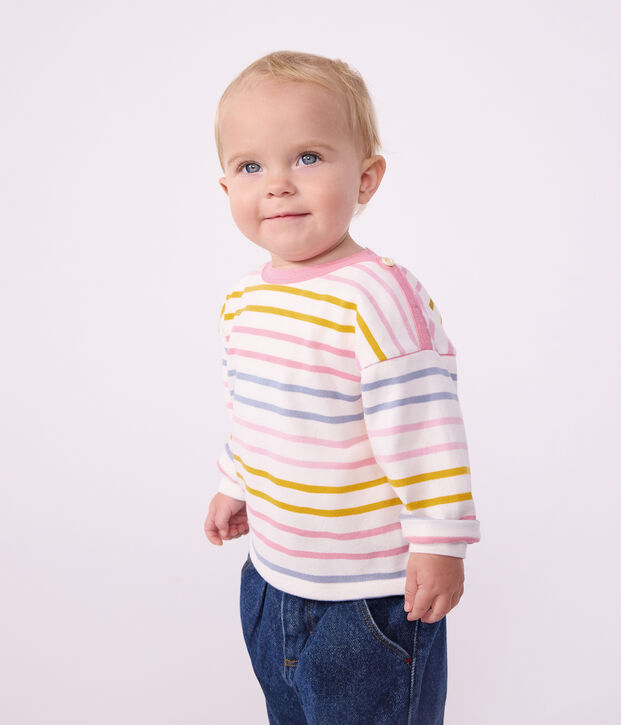 Baby-Streifenshirt Marini&egrave;re aus Baumwolle weiss/vielfarbig