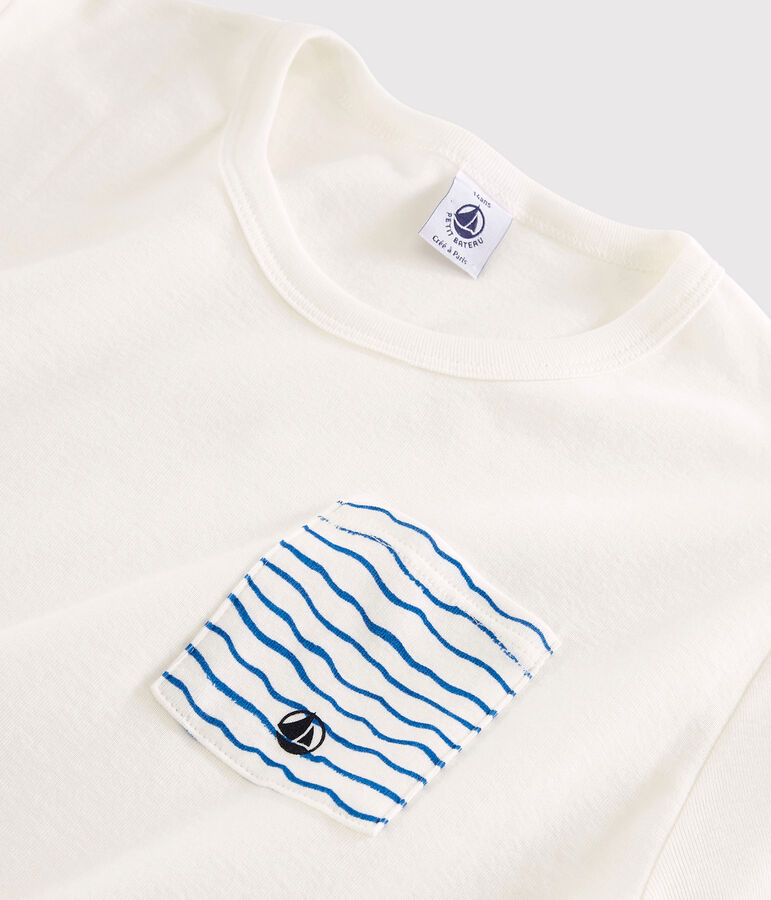 Kinder-Kurzpyjama aus Rippstrick in Wei&szlig; und Blau weiss/blau