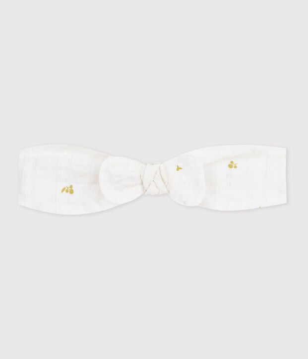 Kinder-Haarband aus Popeline mit Blumenmuster weiss/gr&uuml;n